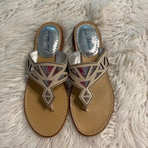 Sam Edelman Sandals size 9.5 excellent condition see pictures color silver/cream